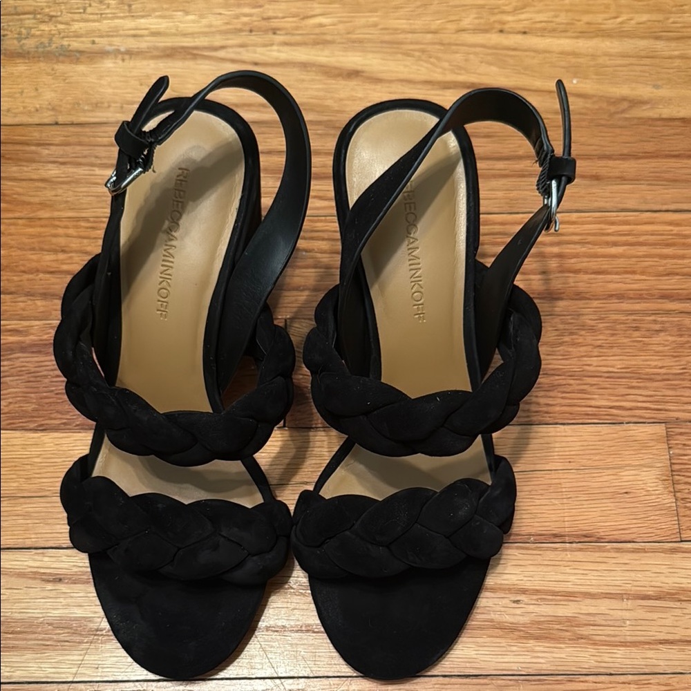 Rebecca Minkoff Black Slingback Sandals with Knotted Detail